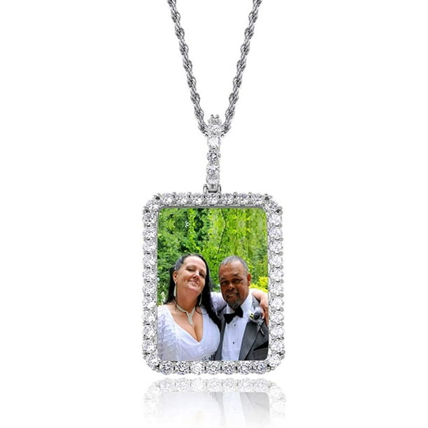 BRIGHT MOON Custom Name Necklace Dog Tags Necklaces Personalized Photo Pendant Necklaces Heart Locket Photo for Women Men BRIGHT MOON Custom Name Necklace Dog Tags Necklaces Personalized Photo Pendant Necklaces Heart Locket Photo for Women Men